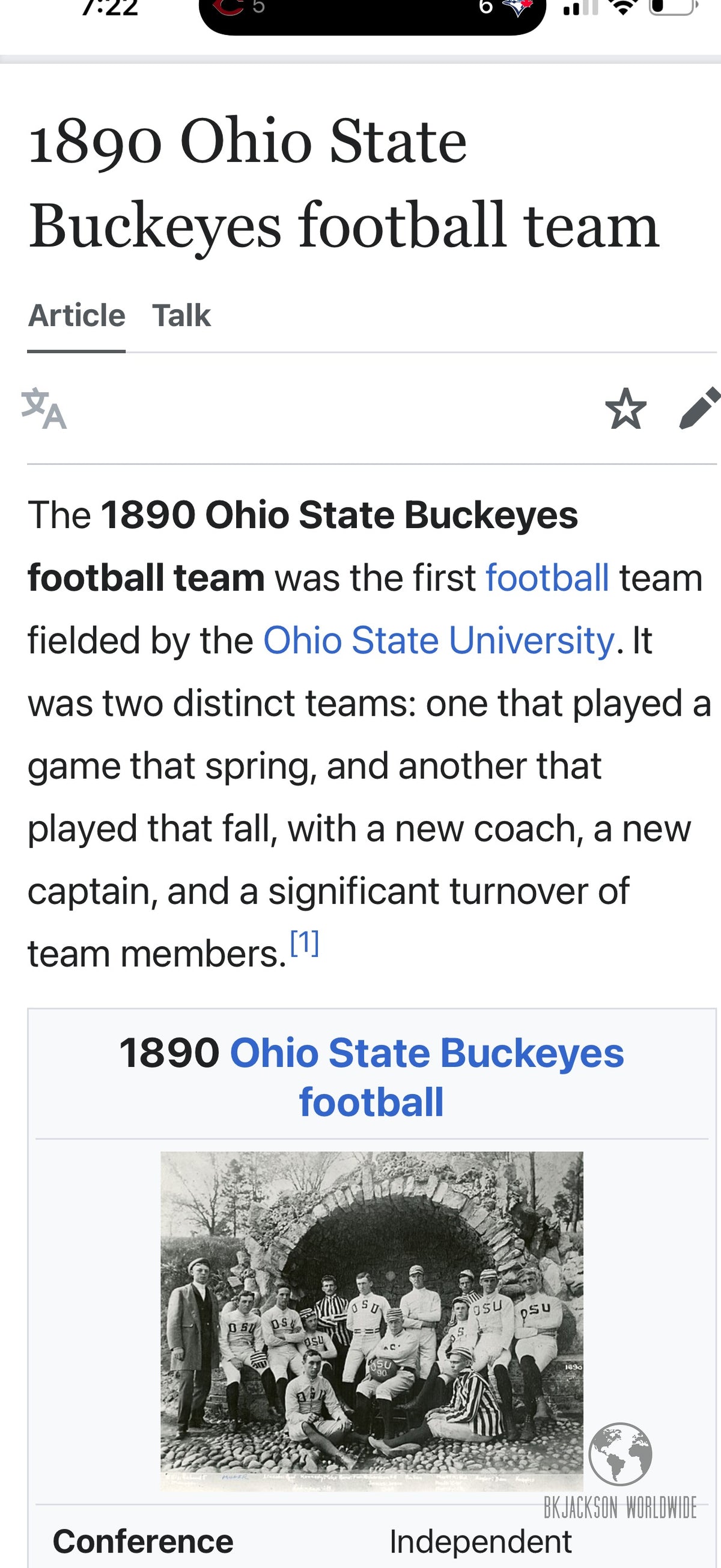 1890 Ohio State Buckeyes 11x14 Print