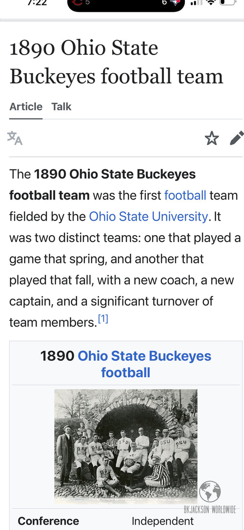 1890 Ohio State Buckeyes 11x14 Print