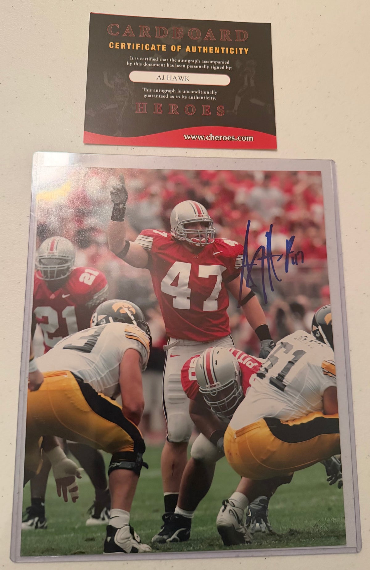 Ohio State Buckeyes Autograph 8x10 AJ Hawk
