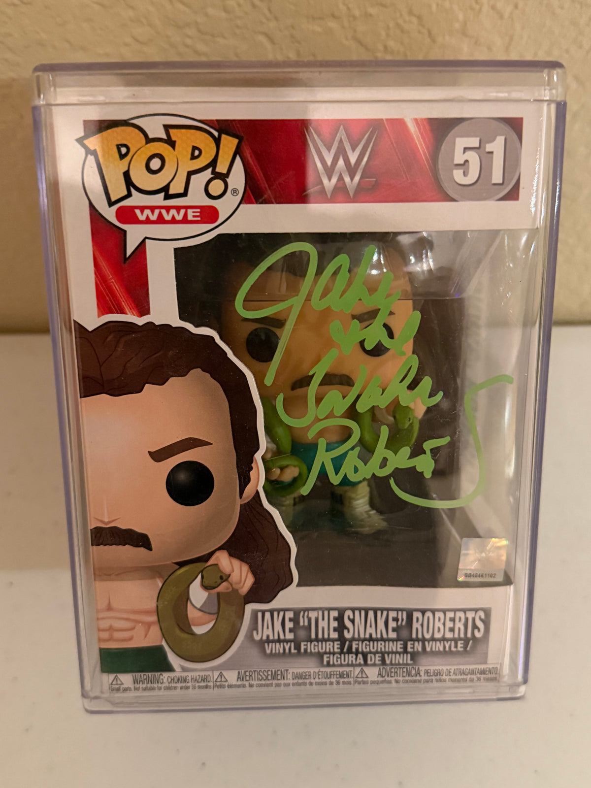 WWE Jake “The Snake” Roberts Autographed Funko Pop Brand New in Box with Case