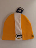Brand new Green Bay Packers beanie front - gold knit with white stripe and G logo