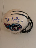 Autographed Mike Munchak Mini Helmet - Tennessee Titans - HOF 2001 Inscription