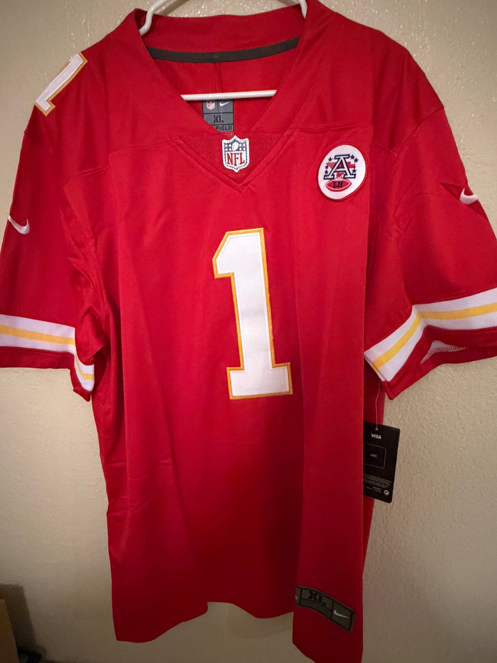 Brand New Kansas City Chiefs Xavier Worthy #1 Jersey Size XL - Nike